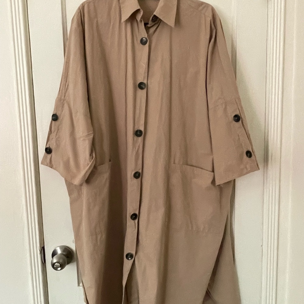 Zara Tan Button-Up Dress